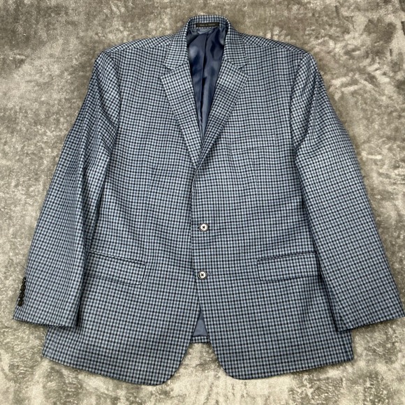 CHAPS Mens Blazer Jacket Blue Plaid Check Sport Coat Blazer Size 48R - Picture 1 of 11